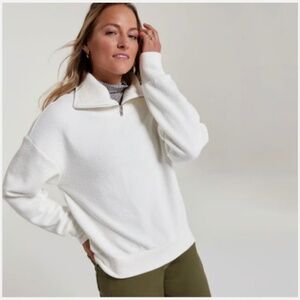 Calia Elevate 1/4 Zip Funnel Neck Pullover Large Cloud Cover White P915